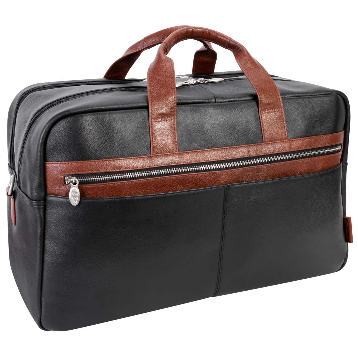 Mcklein Usa 19112 21 In. U Series Wellington Leather Two-tone Dual-compartment Laptop & Tablet Carry-all Duffel Bag, Black