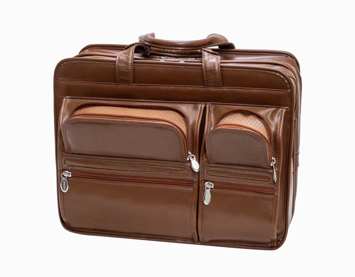 Picture of McKlein 88434 15 in. Leather Dual-Compartment Laptop Briefcase&#44; Brown
