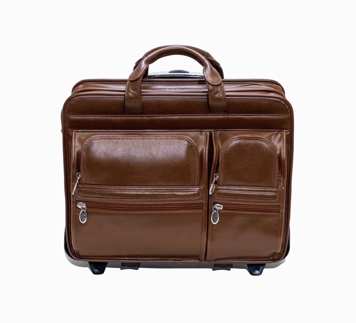 Picture of McKlein 88444 17 in. Leather Detachable-Wheeled Laptop Case&#44; Brown
