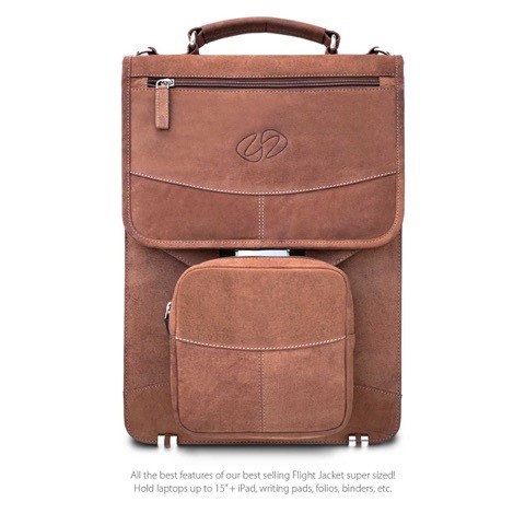Lvb-vn Premium Leather Vertical Briefcase - Vintage Brown