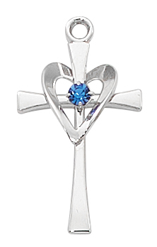 L9177 0.94 x 0.52 x 0.12 in. Sterling Silver Heart Cross Pendant