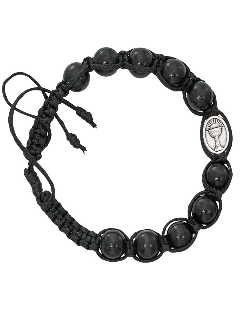 UPC 759332104626 product image for Black Wood Corded Communion Carded Bracelet | upcitemdb.com