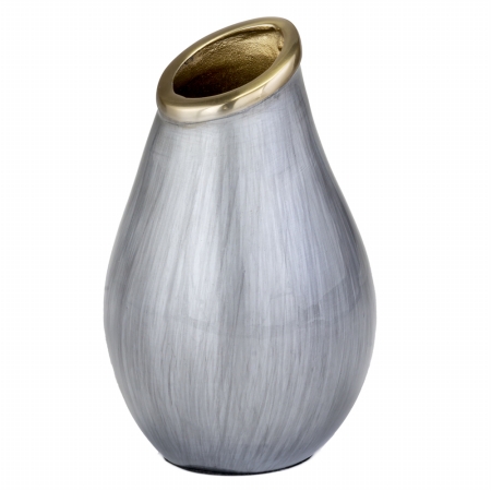 3681 Sedoso Round Vase, Gray & Gold