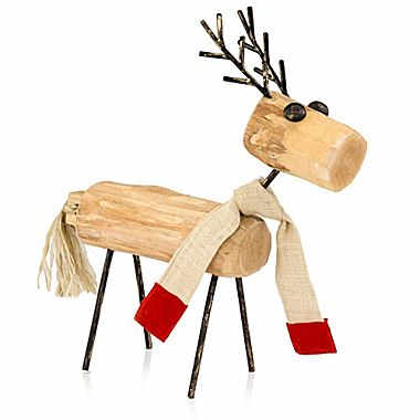 7764 Reno Wood Reindeer Figurine