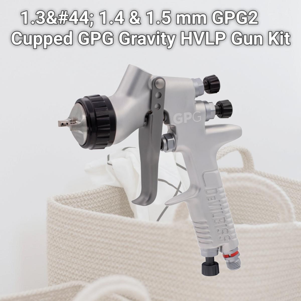 Picture of DeVilbiss DEV-905016 1.3&#44; 1.4 & 1.5 mm GPG2 Cupped GPG Gravity HVLP Gun Kit