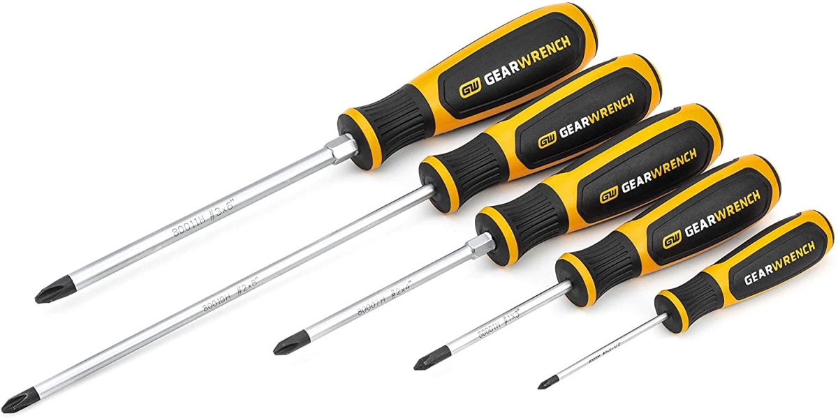 5 Piece Phillips Dual Material Screwdriver Set