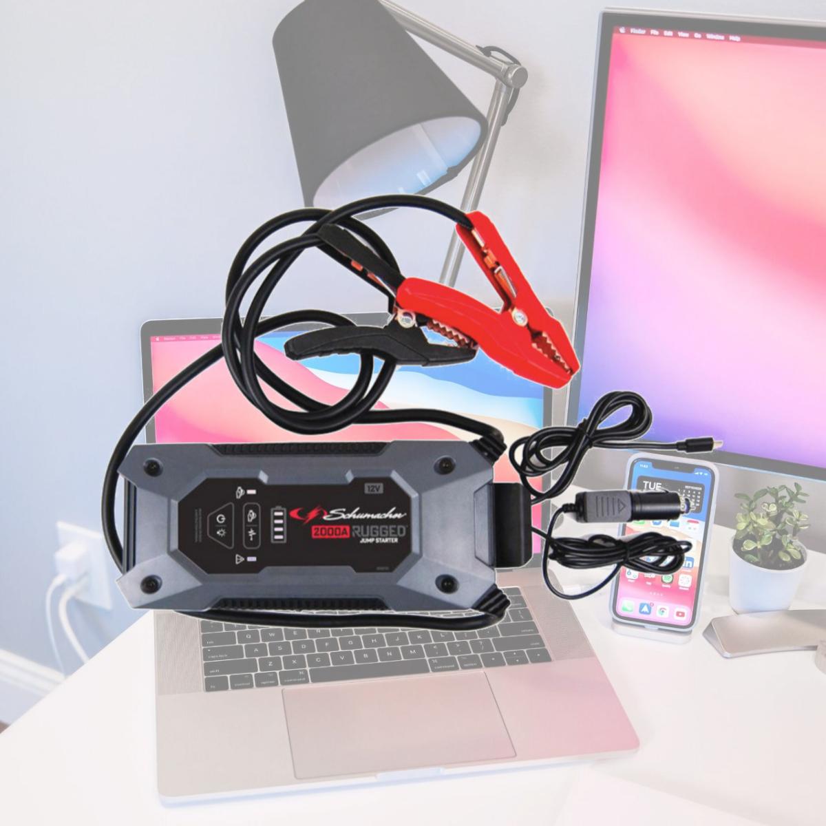 Picture of Schumacher SHM-SL1651 12V 2000 Peak Amps Rugged Lithium Jump Starter & Power Bank for 10.0L Gas & 8.0L Diesel Engines
