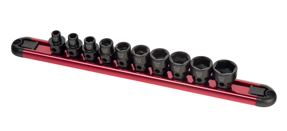 Suu-3363 0.375 In. Drive Low Profile Impact Socket Set With Hex Shank Sae - 10 Piece