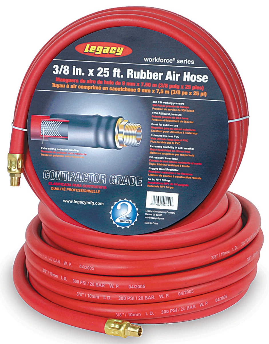 Legacy Leg-hre1225rd3 0.5 In. X 25 Ft. Air Hose Rubber