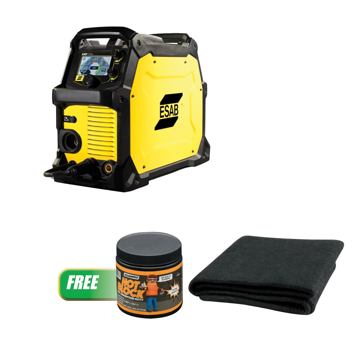 ESAB ESB-EMP215KIT Rebel 3-in-1 Welder Hot Block Putty 1 lbs & Velvet Shield Blanket 4 x 6 ft. - 16 oz ESAB ESB-EMP215KIT Rebel 3-in-1 Welder Hot Block Putty 1 lbs & Velvet Shield Blanket 4 x 6 ft. - 16 oz