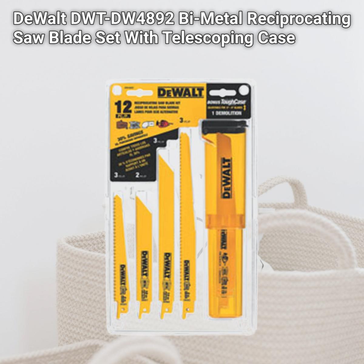 Picture of DeWalt DWT-DW4892 Bi-Metal Reciprocating Saw Blade Set With Telescoping Case