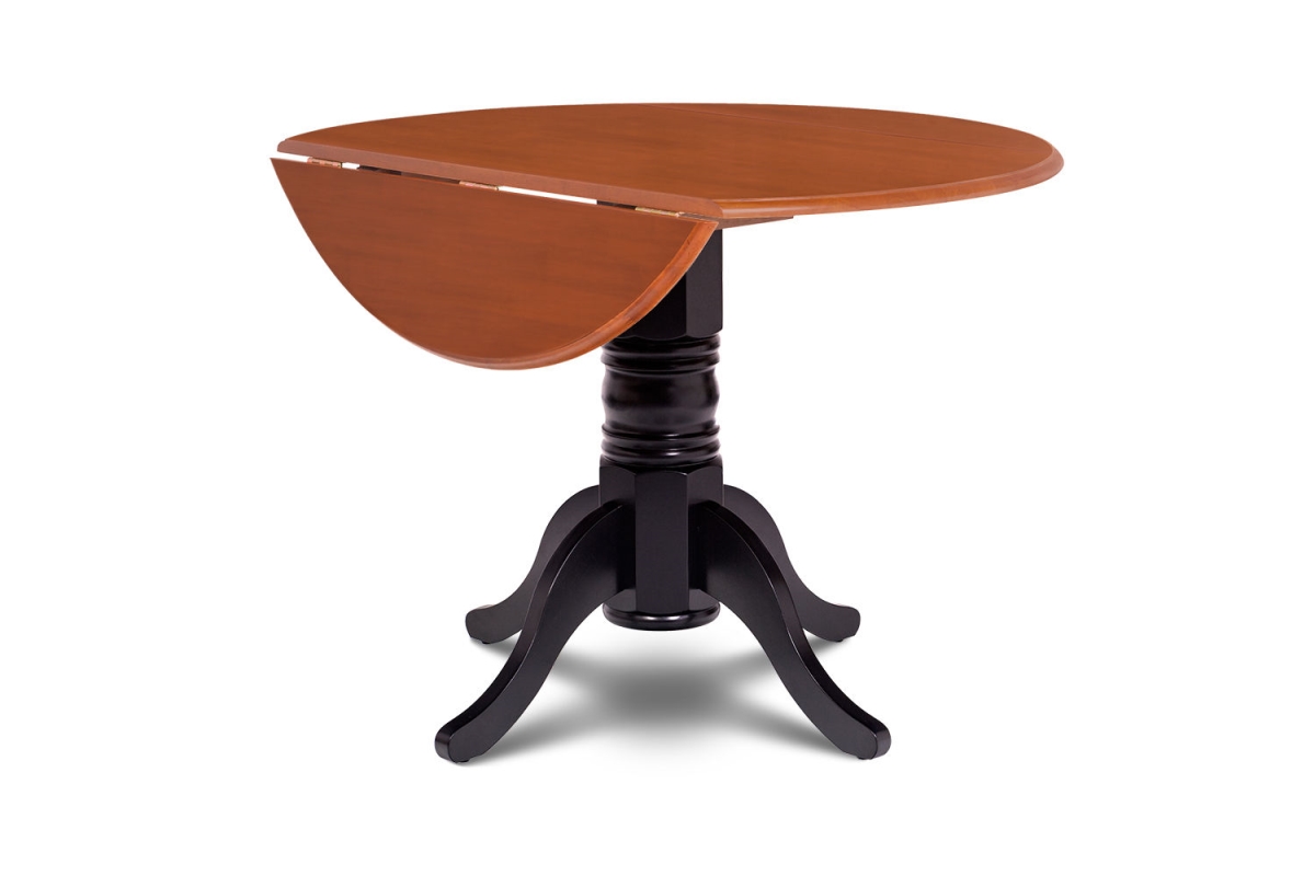 M&d Furniture But-blc-tp 42" Burlington Round Dining Table With Two 9" Drop Leaves In Black & Cherry Finish