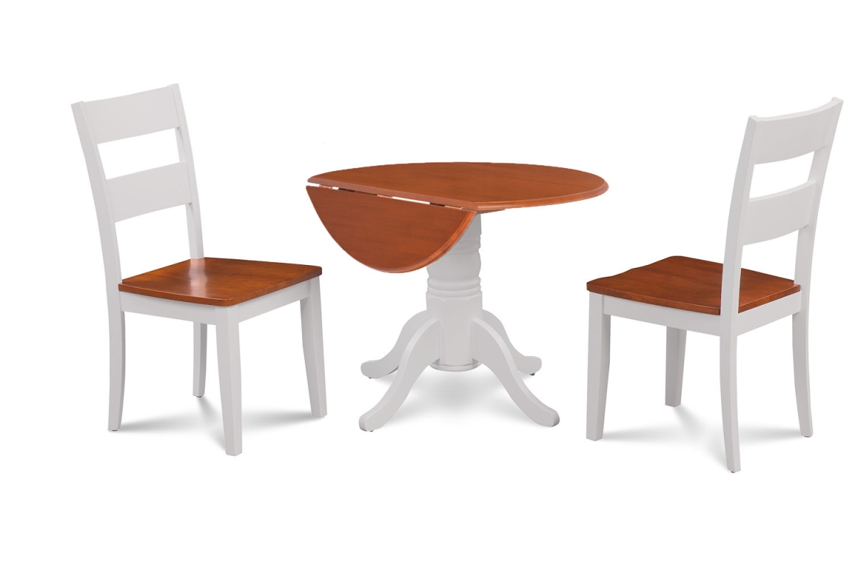 Busu3-wch-w Burlington 3 Piece Small Kitchen Table With 2 Dining Chairs, Two Tone White & Cherry
