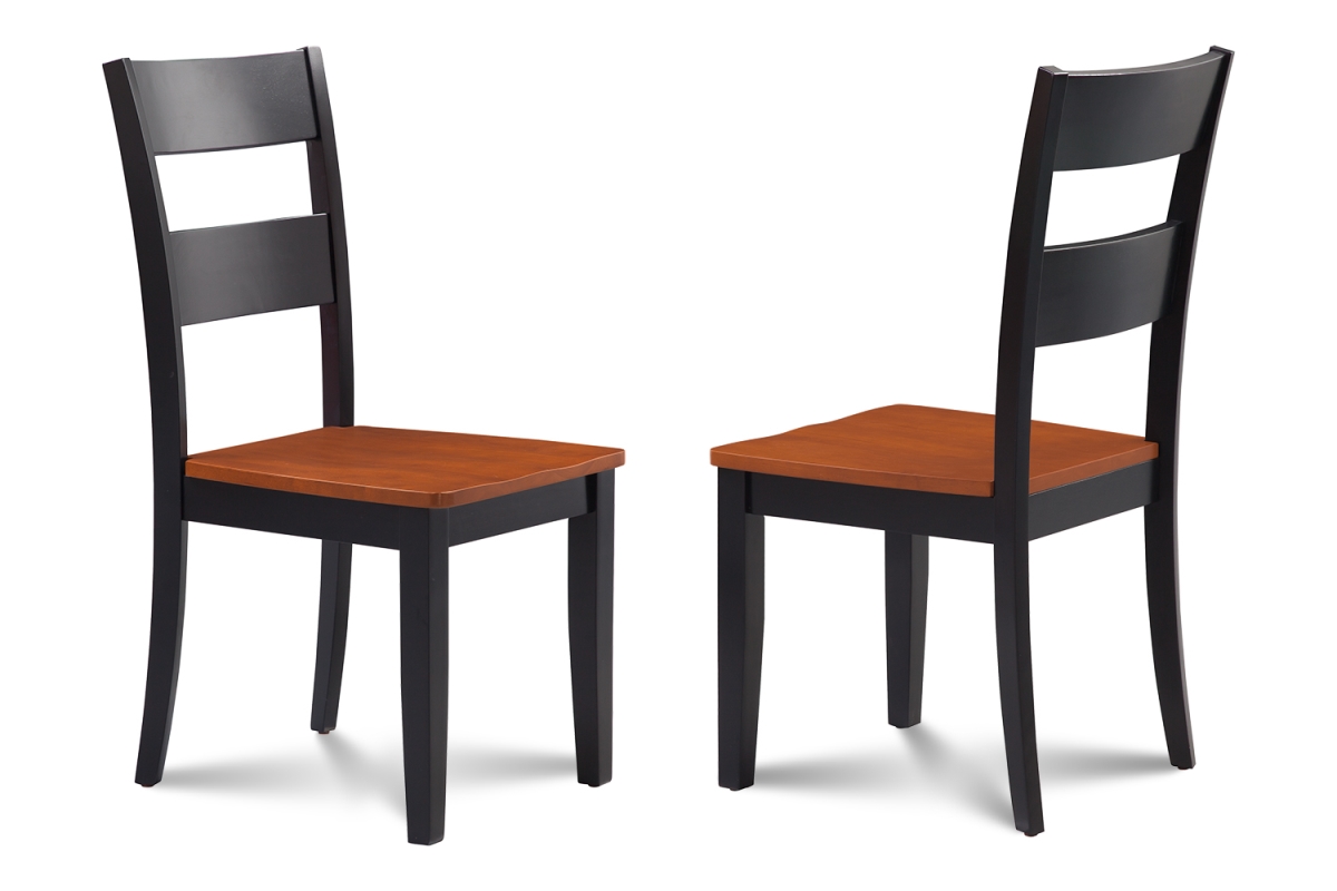 M&d Furniture Suc-blc-w Set Of 2 Sunderland Dining Chair With Wooden Seat In Black & Cherry Finish