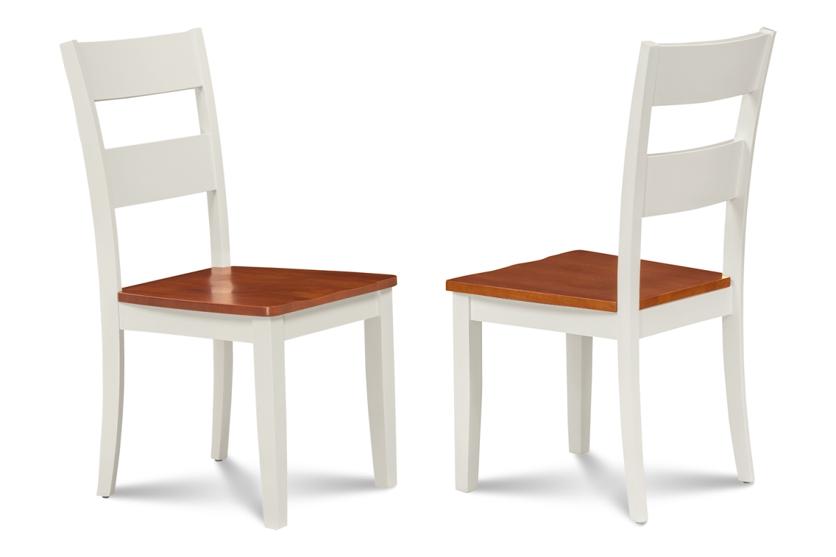M&d Furniture Suc-wch-w Set Of 2 Sunderland Dining Chair With Wooden Seat In White & Cherry Finish