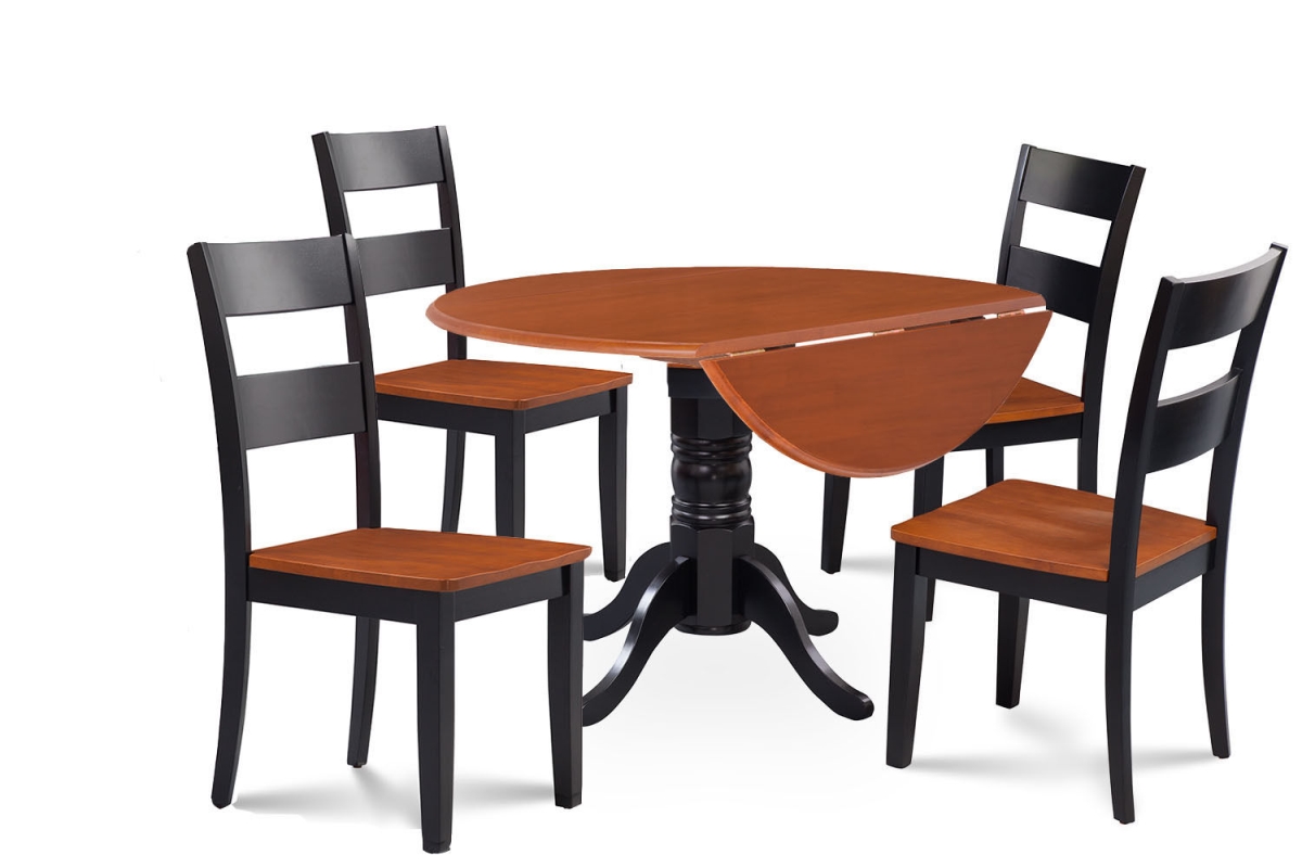 M&d Furniture Busu5-blc-w Burlington 5 Piece Small Kitchen Table Set-kitchen Table And 4 Dining Chairs In Black & Cherry Finish