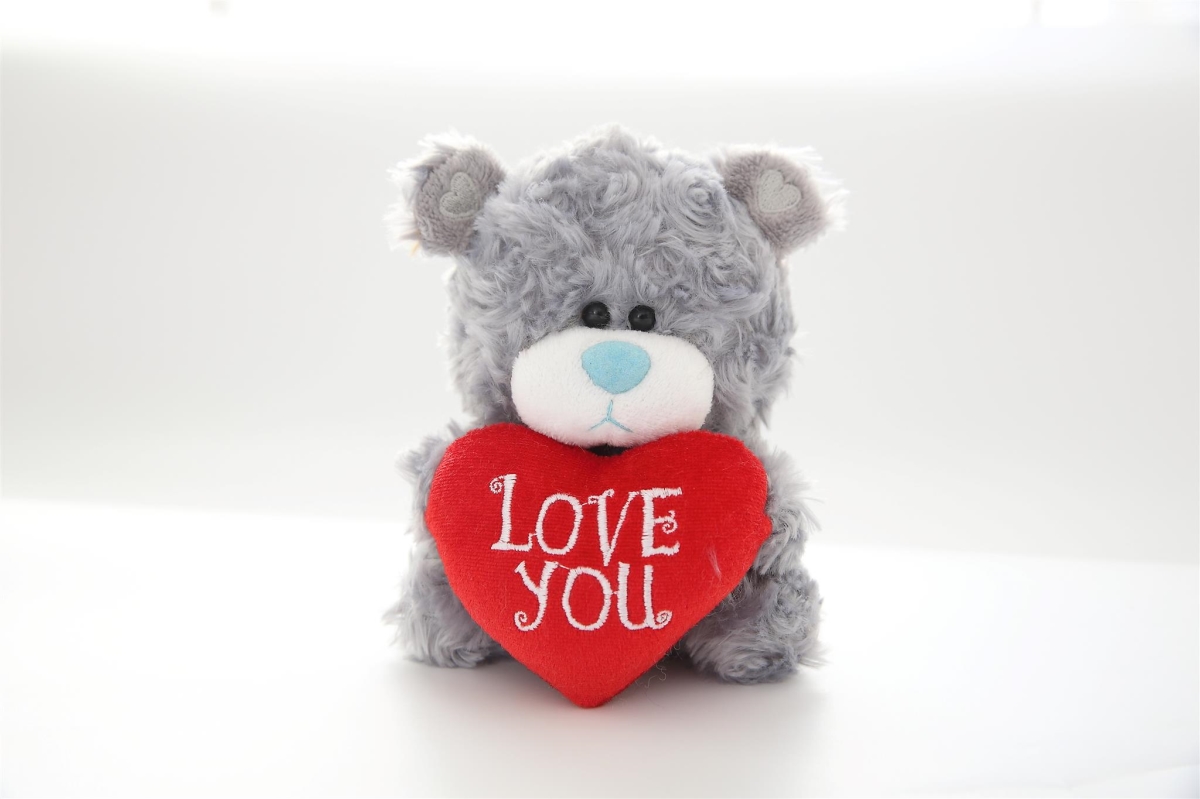 98-098 Qbeba Bear Love You Teddy Bear, Gray - Pack Of 3
