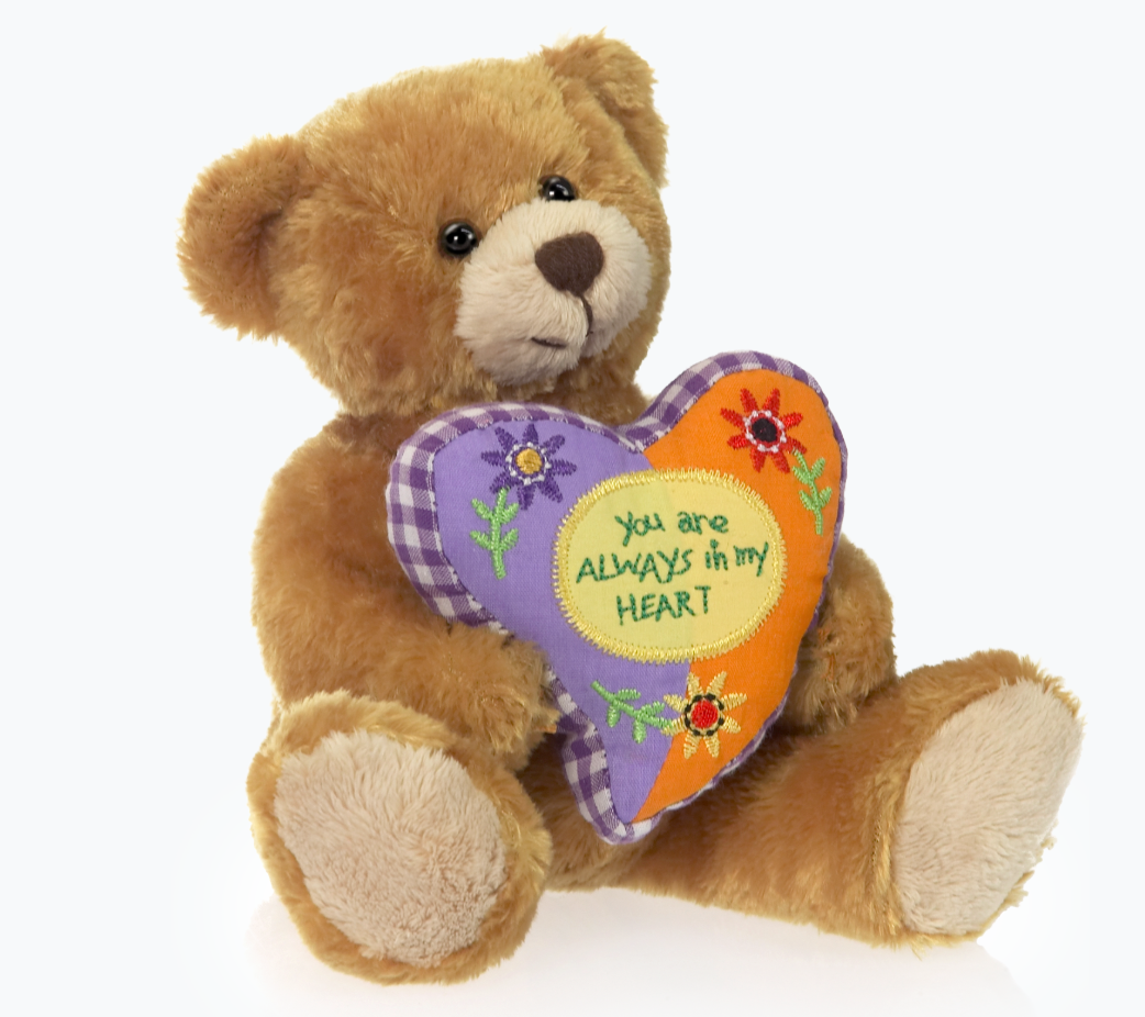 98-152 6 In. Message Bear You Are Always In My Heart Teddy Bear, Mocha - Pack Of 3