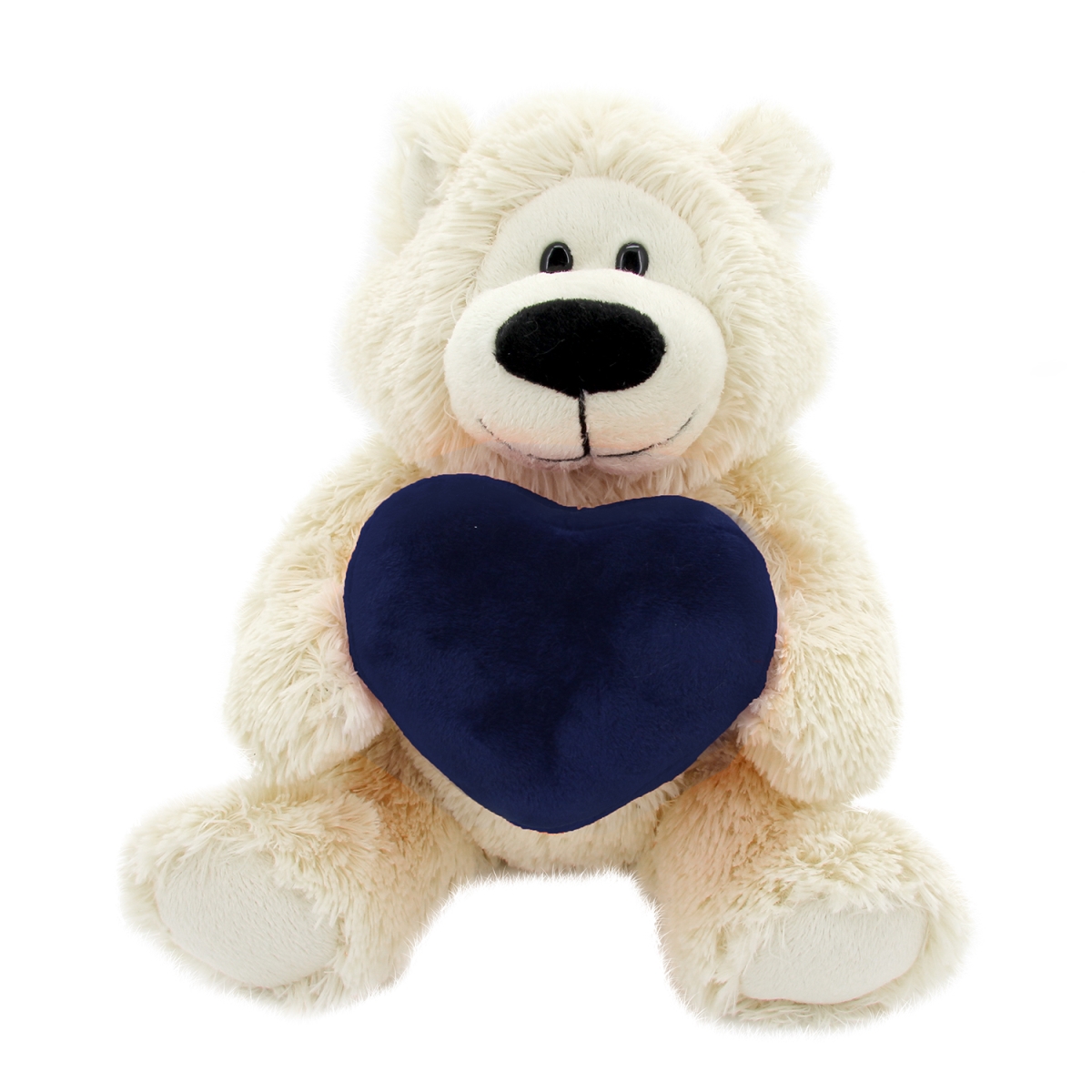 C92-2navy 12 In. Sophie Bear With Royal Bluecustom Heart Teddy Bear, Navy Blue