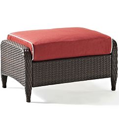Co7119-br Kiawah Outdoor Wicker Ottoman With Sangria Cushion, Brown