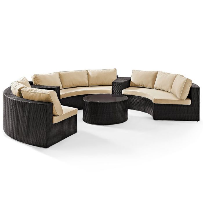 Ko70036br Catalina 6 Piece Outdoor Wicker Seating Set With Sand Cushions, Brown