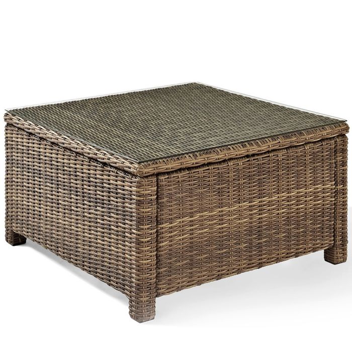 Co7207-wb Bradenton Outdoor Wicker Sectional Glass Top Coffee Table