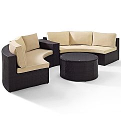 Ko70035br Catalina 4 Piece Outdoor Wicker Seating Set With Sand Cushions, Brown
