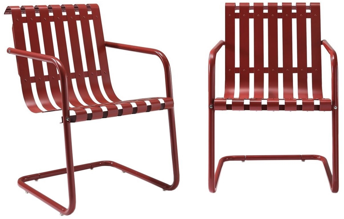 Co1020-re Gracie Retro Metal Outdoor Spring Chair - Coral Red