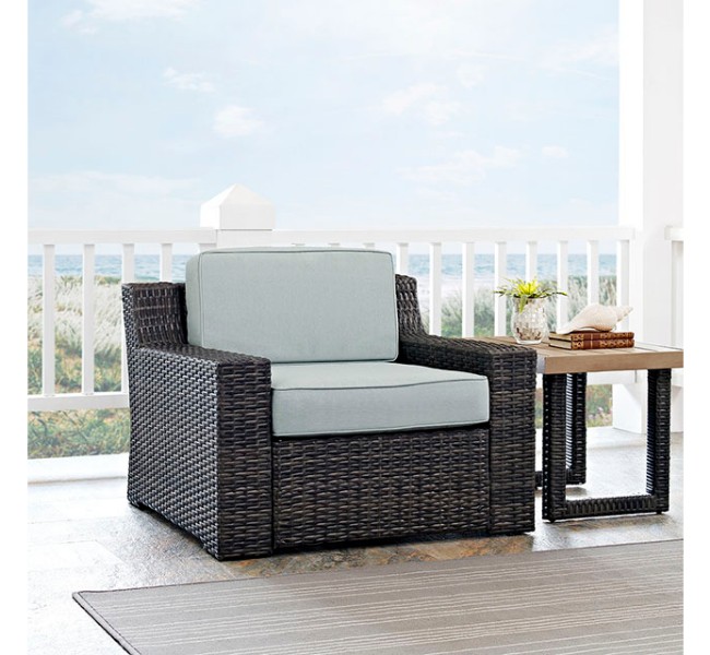 Co7155-br Beaufort Patio Arm Chair In Brown And Mist