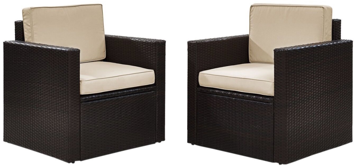 Ko70005br-sa Palm Harbor 2-piece Outdoor Wicker Conversation Set With Sand Cushions - Brown