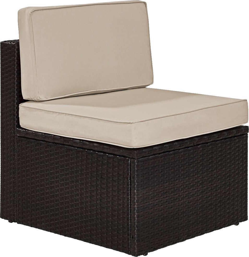 Ko70090br-sa Palm Harbor Outdoor Wicker Center Chair With Sand Cushions - Brown