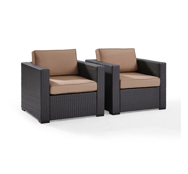 Ko70103br-mo Biscayne Outdoor Wicker Seating Chair Set - Mocha Cusion, 2 Pieces