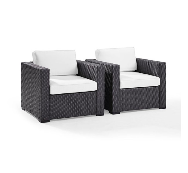 Ko70103br-wh Biscayne Outdoor Wicker Seating Chair Set - White Cusion, 2 Pieces