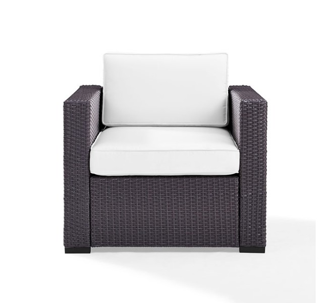 Ko70130br-wh Biscayne Armchair With White Cushions