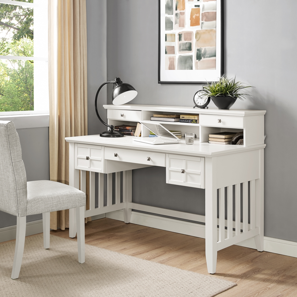 Kf65003wh Adler Computer Desk With Hutch, White