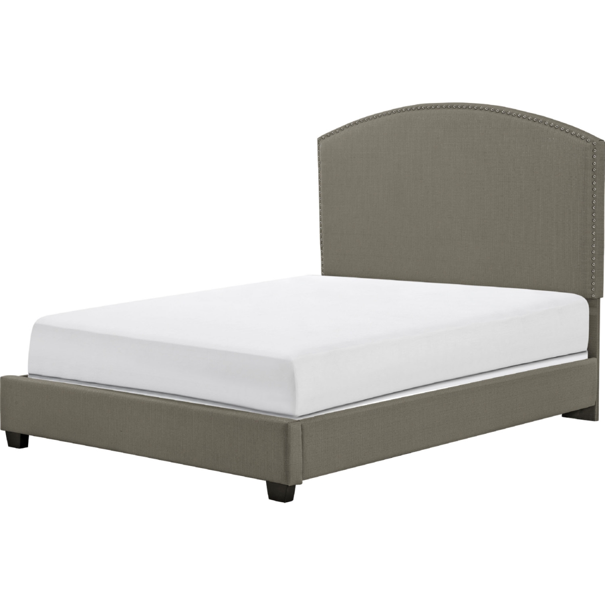 Cassie Curved Upholstered Queen Bedset, Shadow Gray Linen