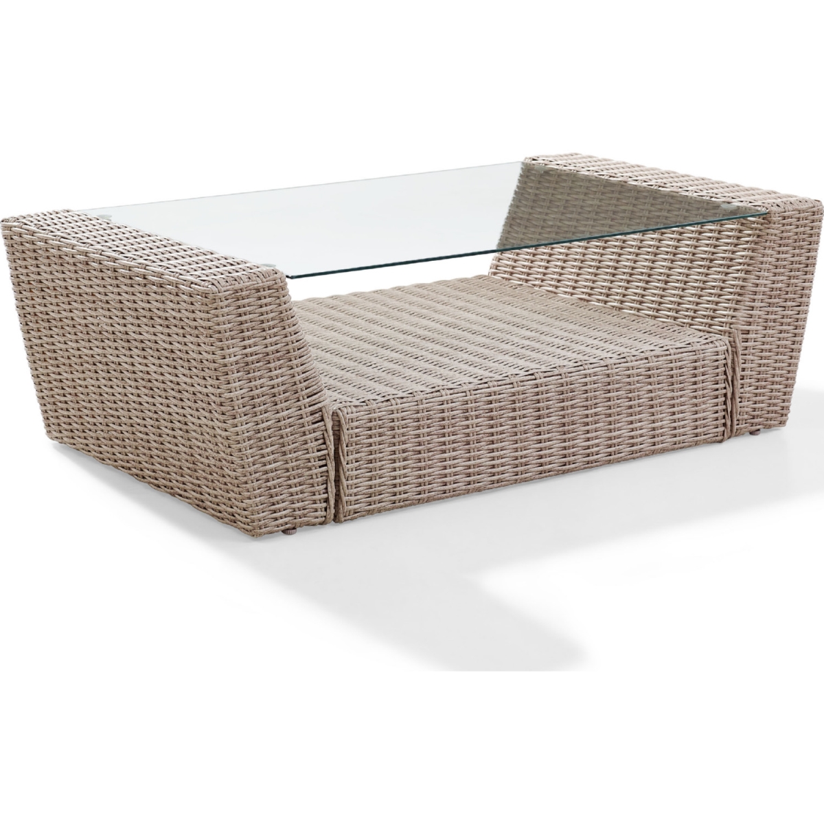 Co7230-wh St. Augustine Outdoor Wicker Coffee Table, Weathered White