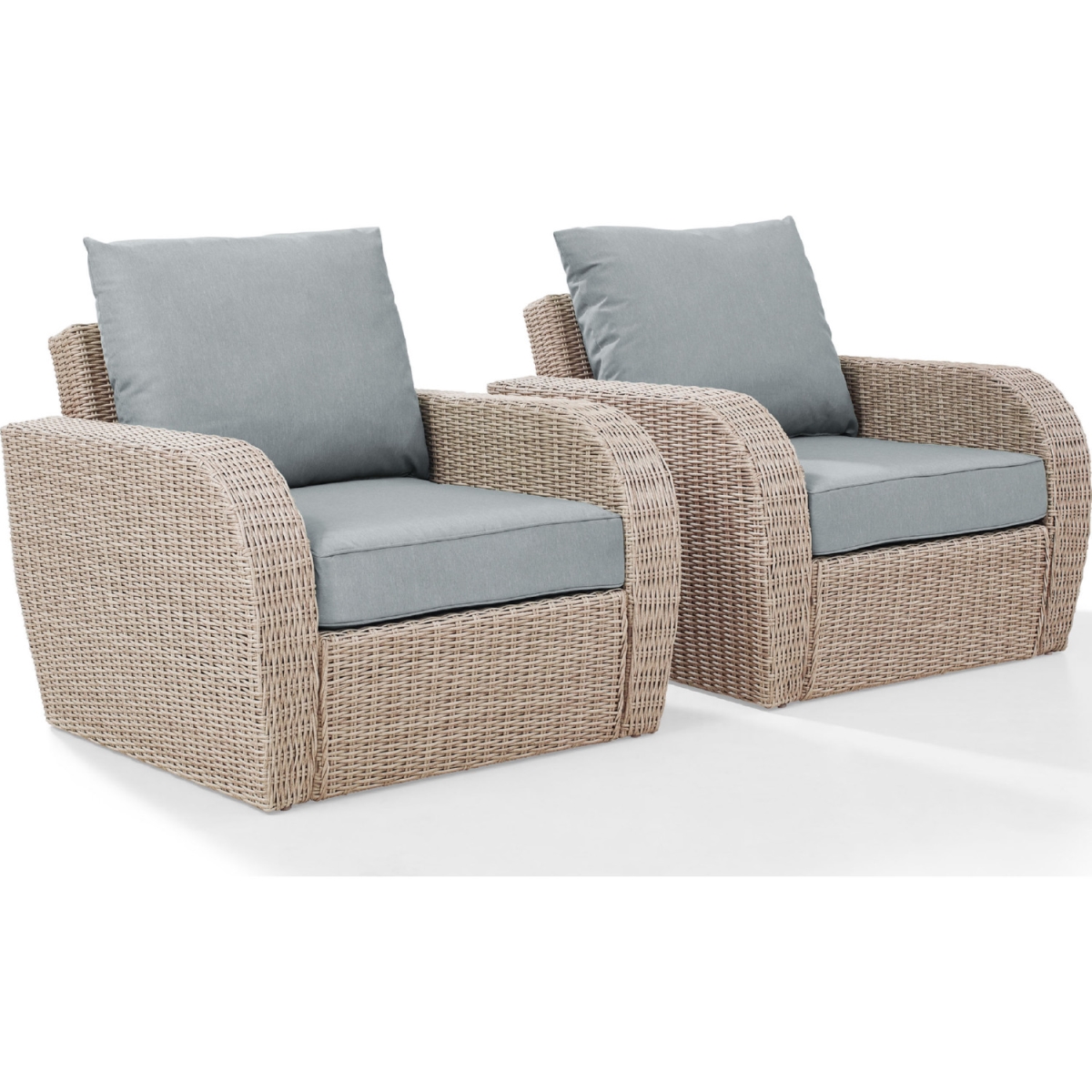 Ko70136wh-mi 2 Piece St. Augustine Outdoor Wicker Seating Set With Mist Cushion - Two Outdoor Wicker Chairs