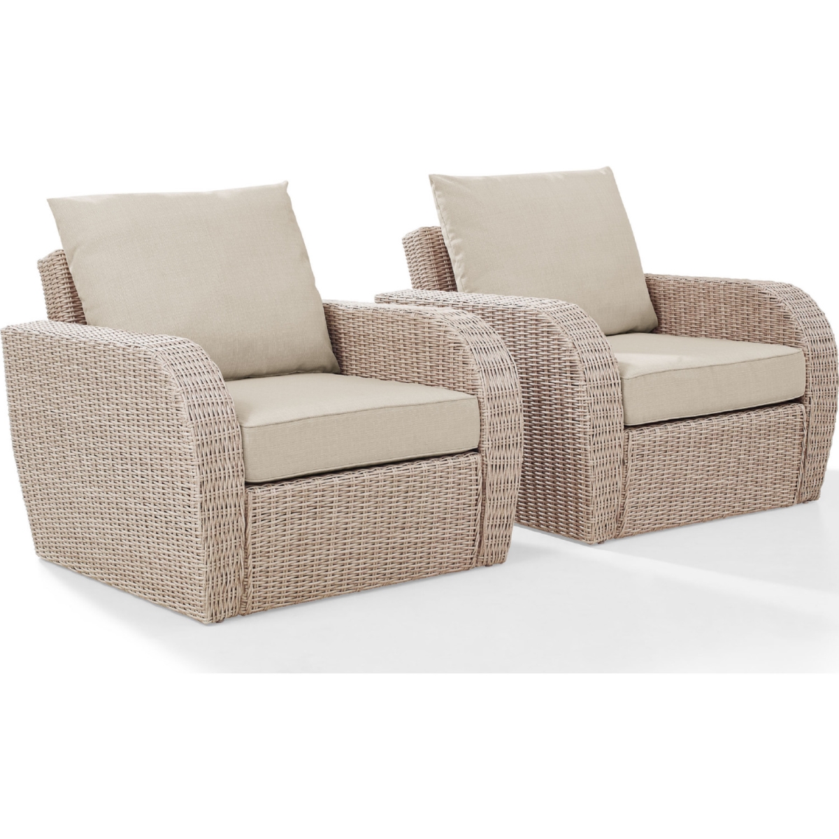 Ko70136wh-ol 2 Piece St. Augustine Outdoor Wicker Seating Set With Oatmeal Cushion - Two Outdoor Wicker Chairs