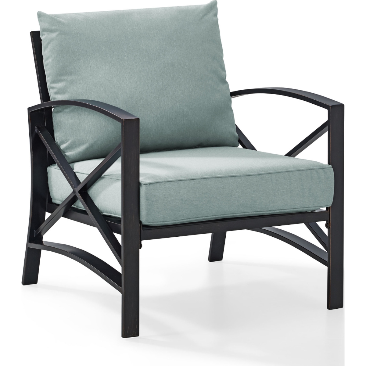 Ko60007bz-mi Kaplan Arm Chair, Oiled Bronze With Mist Universal Cushion Cover