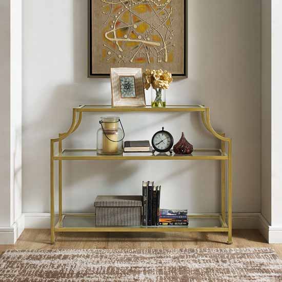 Cf1307-gl 32 X 43 X 12 In. Aimee Glass Console Table, Gold
