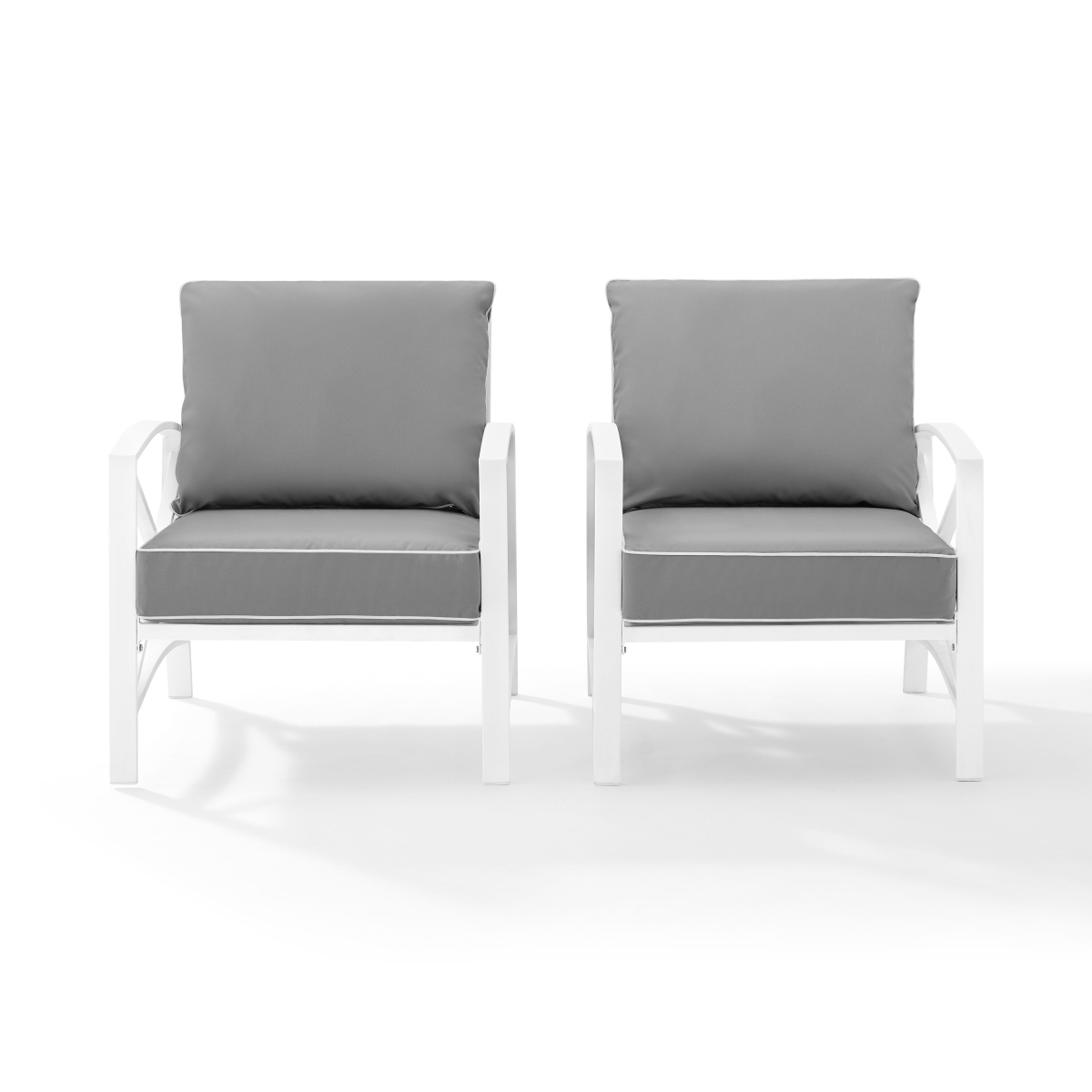 Ko60013wh-gy Kaplan 2-piece Outdoor Seating Set In White With Gray Cushions
