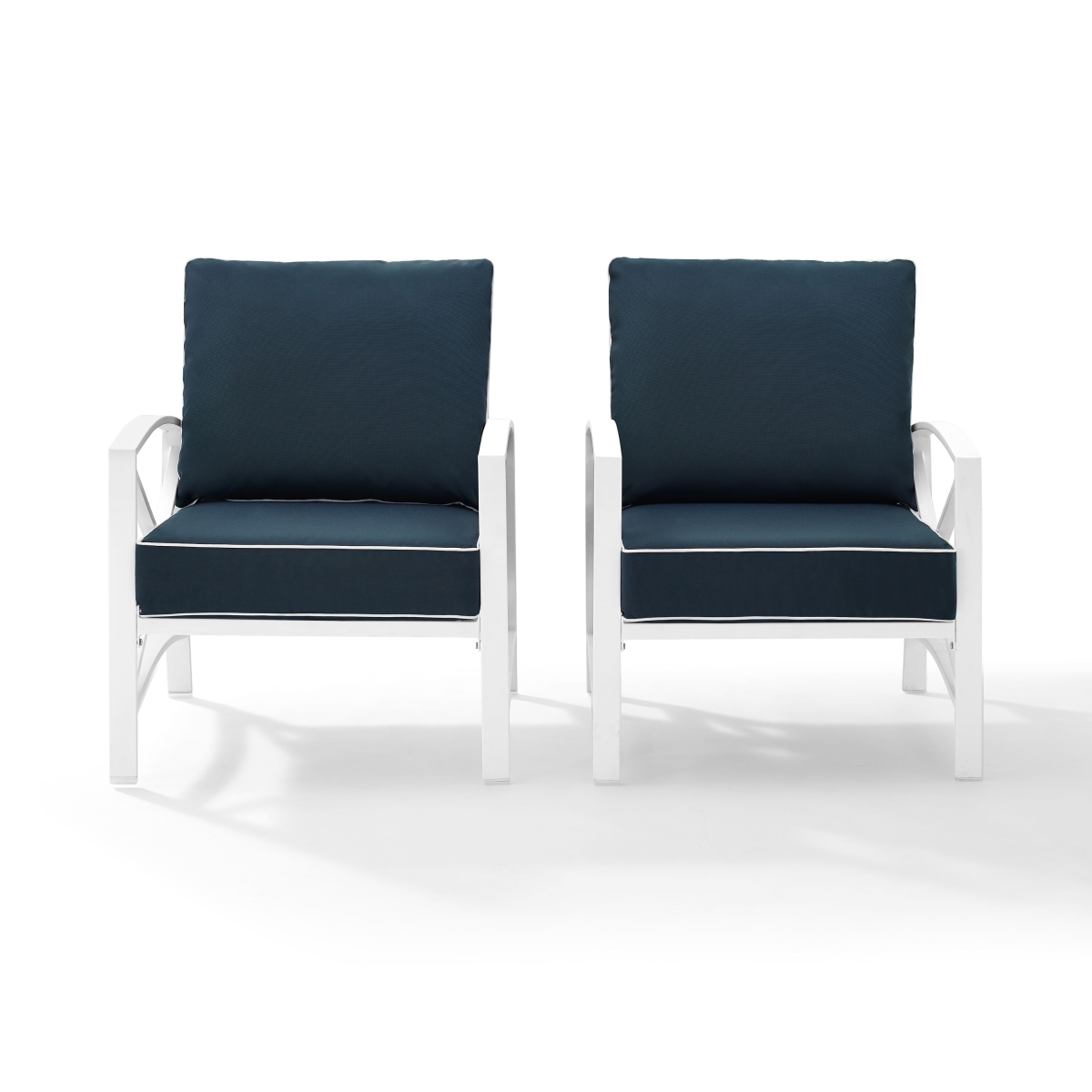 Ko60013wh-nv Kaplan 2-piece Outdoor Seating Set In White With Navy Cushions