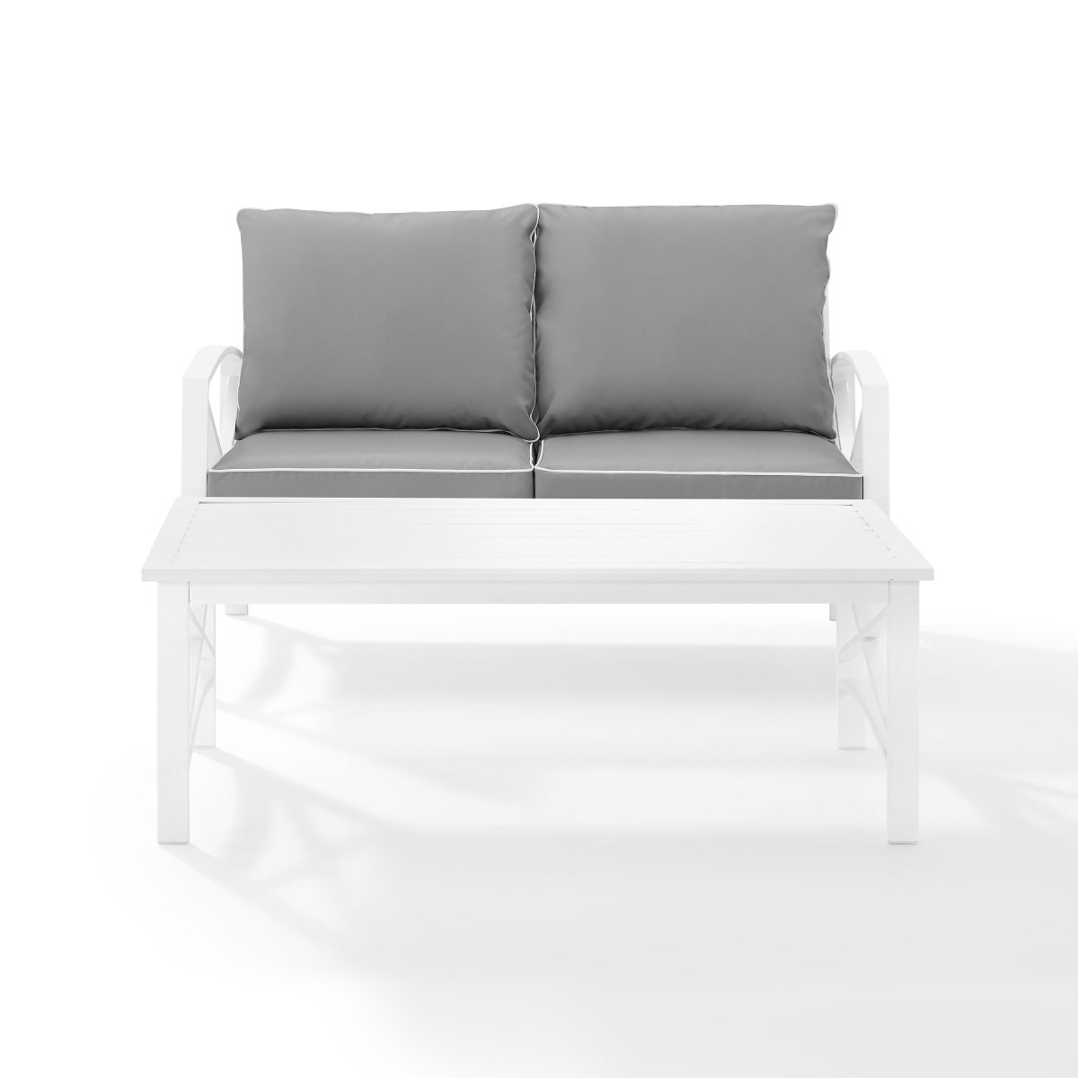 Ko60010wh-gy Kaplan 2-piece Outdoor Seating Set In White With Gray Cushions