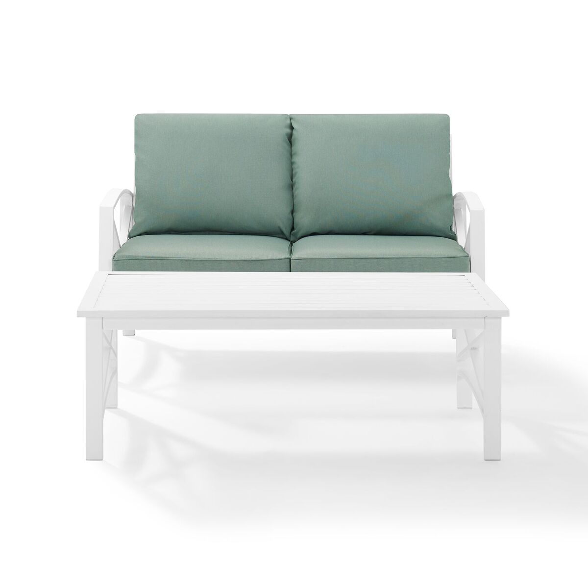 Ko60010wh-mi Kaplan 2-piece Outdoor Seating Set In White With Mist Cushions
