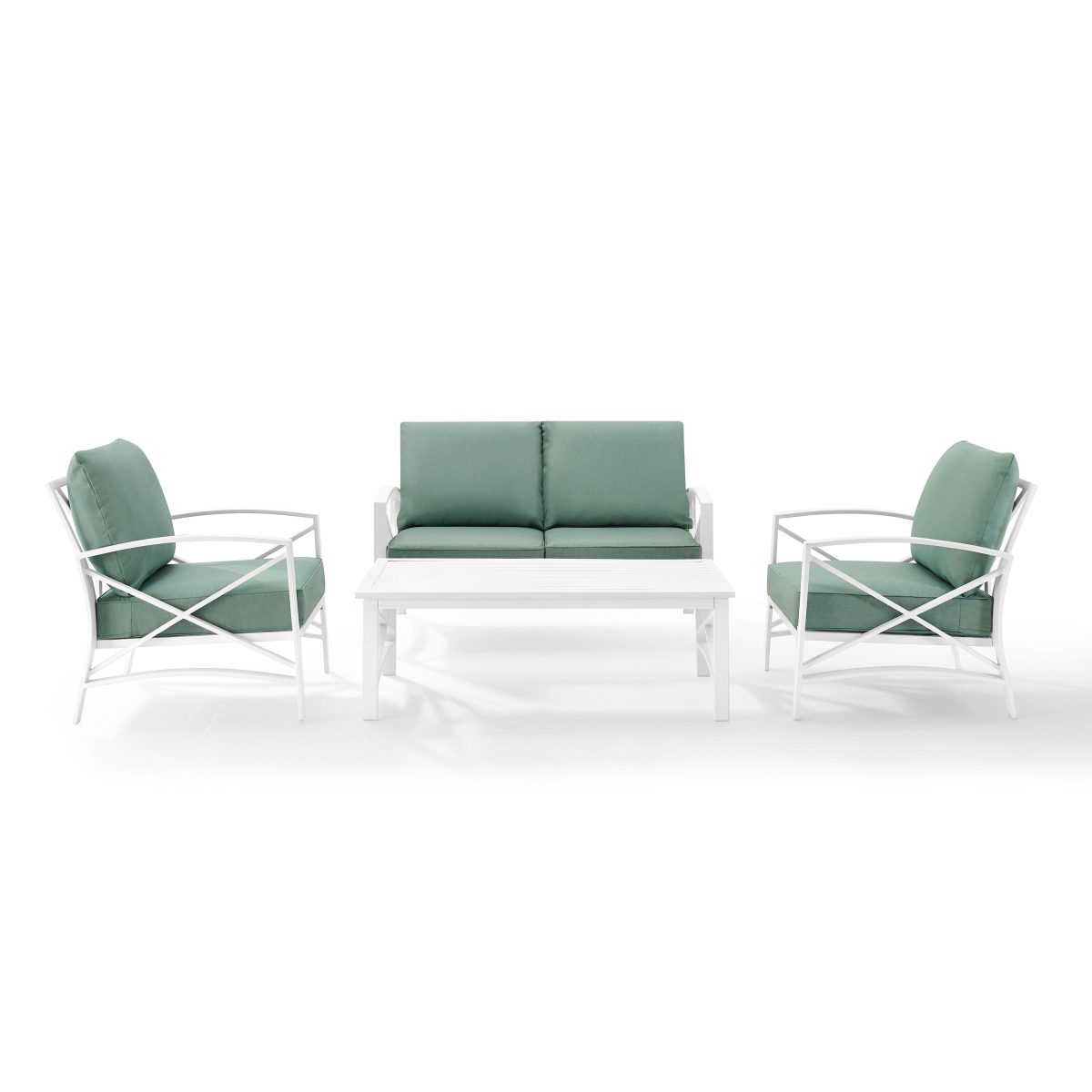 Ko60009wh-mi Kaplan 4-piece Outdoor Seating Set In White With Mist Cushions
