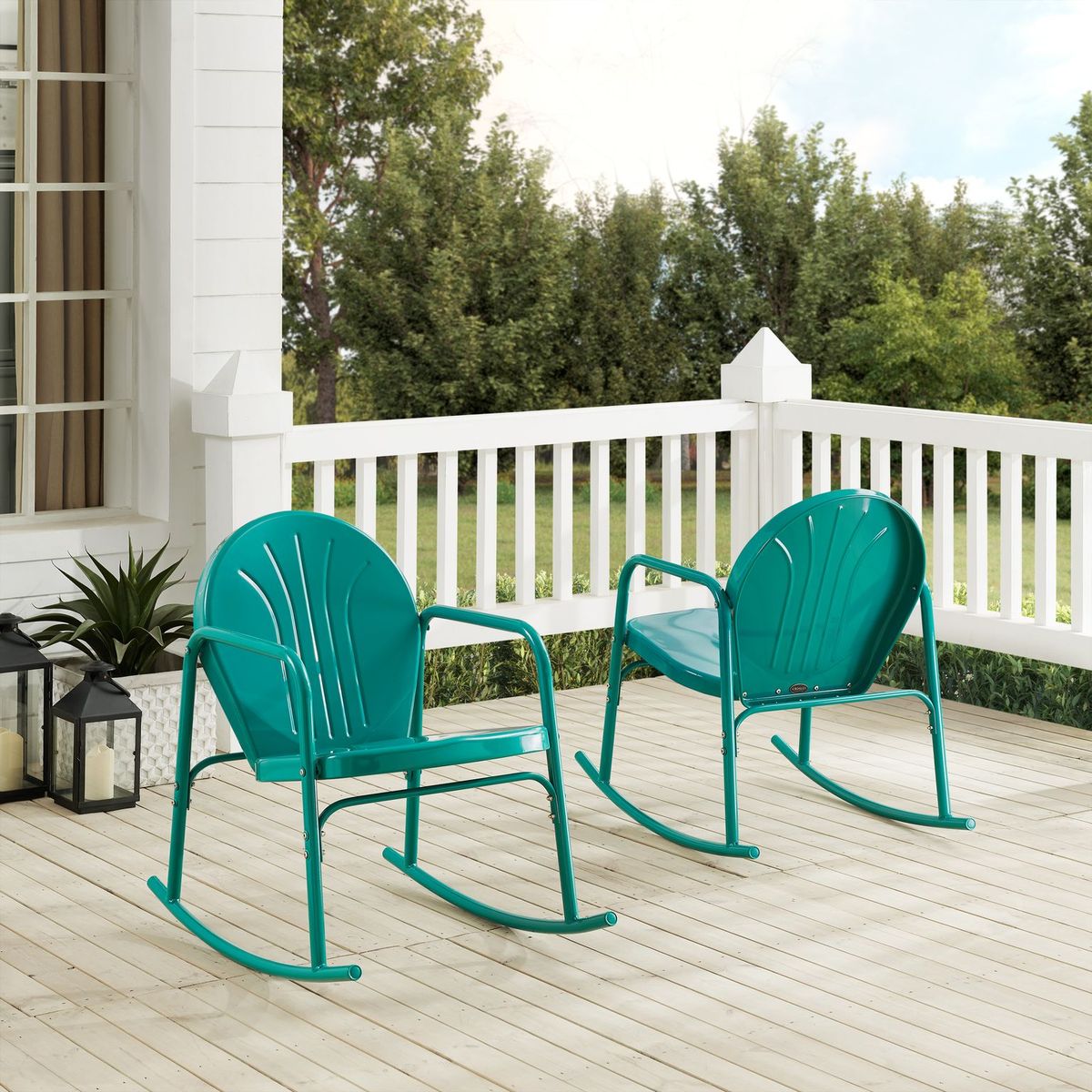 Co1013-tu Outdoor Rocking Chair Set, Turquoise Gloss - 2 Chairs - 2 Piece