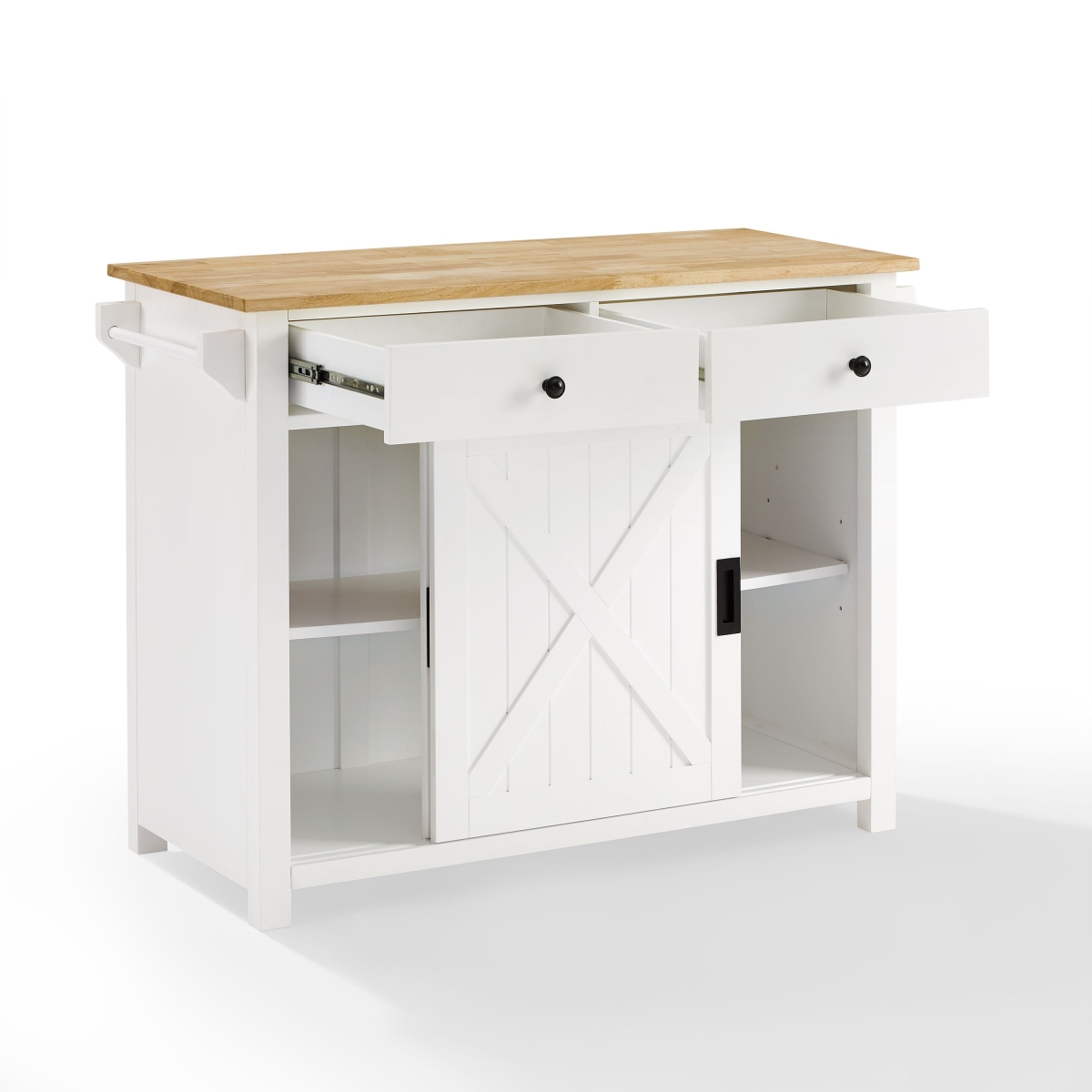 Picture of Crosley Furniture CF3033NA-WH Laurel Kitchen Island & Cart&#44; White & Natural