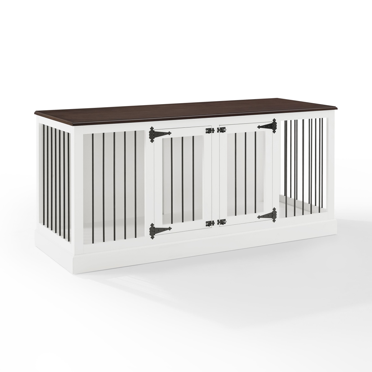 Picture of Crosley Furniture CF4501-WH Winslow Medium Credenza Pet Crate&#44; Distressed White & Dark Brown