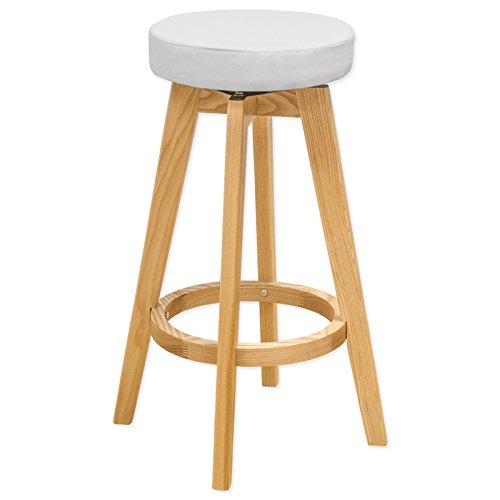 Mm-ws-096a-white Multi Indoor Purpose Rex Wood Swivel Counter Stool - Natural & White